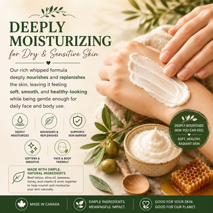 Shemo Bear Whipped Beef Tallow Cream – Deep Moisture for Dry & Sensitive Skin