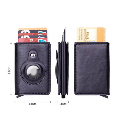 Slim Black Leather Wallet popup design with space for air tag