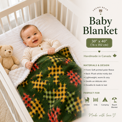 Autumn Leaves Baby Blanket | Handmade in Canada | 30” × 40” | Perfect Baby Shower Gift